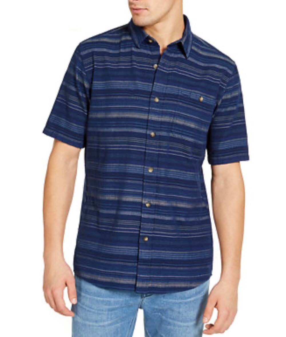 Pendleton Mens Slim Fit Kay Street Striped Short Sleeve Button Up Shirt Size L